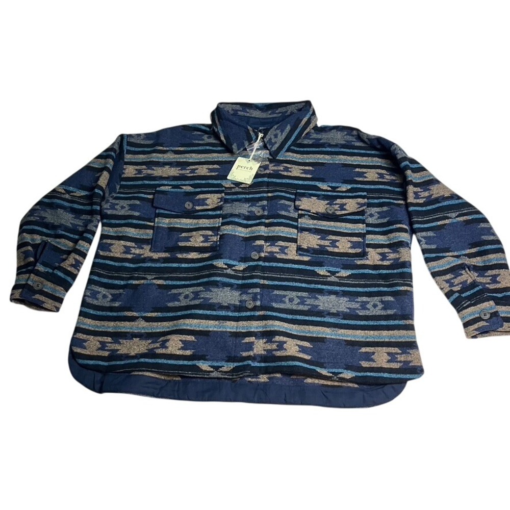 Perch by Blu Pepper Women's 2XL Aztec Print Button Up Flannel‎ Shirt Jacket New